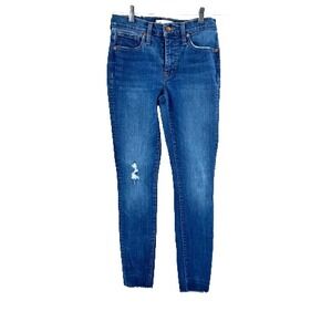 Madewell 10" High Rise Skinny Jeans Women's 26 Stretch Distressed Dark Wash Blue